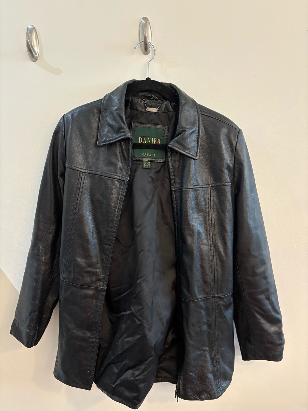 Danier Black Leather Tie Up Coat